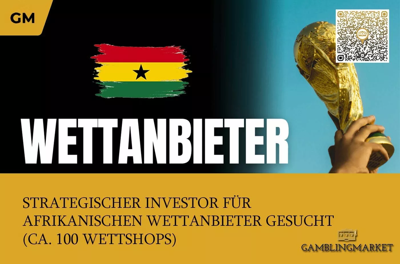 Strategischer Investor für lizenzierten afrikanischen Sportwettenanbieter gesucht